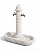 FONTANA DOPPIA IN CALCESTRUZZO CEMENTO COLORE BIANCO PIETRA PER ESTERNO - cm 105x45x121h - Conforme ai CAM