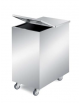 TRAMOGGIA INOX AISI 304 ANGOLI IN SQUADRO CON COPERCHIO - CON DIVISORIO ESTRABILE - CARRELLATA - 55+55 L - cm 37,5x66x70h