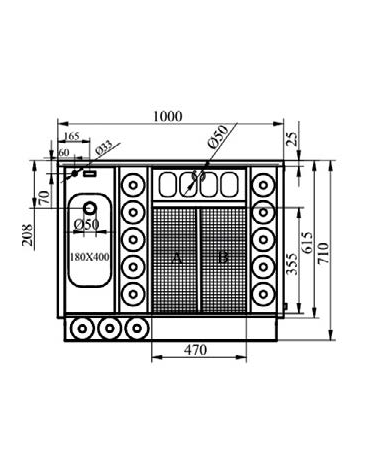 COCKTAIL STATION IN ACCIAIO INOX AISI 304 CON VANO INFERIORE REFRIGERATO CON 1 PORTA A BATTENTE - CM 100x70x83h