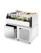 COCKTAIL STATION IN ACCIAIO INOX AISI 304 CON CASSETTO PORTABOTTIGLIE INFERIORE ESTRAIBILE REFRIGERATO  - CM 100x70x83h
