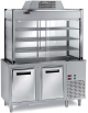 ELEMENTO INOX AISI 304 REFRIGERATO CON VETRINA SOPRASTANTE REFRIGERATA, CAPACITA' 4 GN 1/1 - CM 150X70X200H