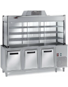 ELEMENTO INOX AISI 304 REFRIGERATO CON VETRINA SOPRASTANTE REFRIGERATA, CAPACITA' 5 GN 1/1 - CM 200X70X200H