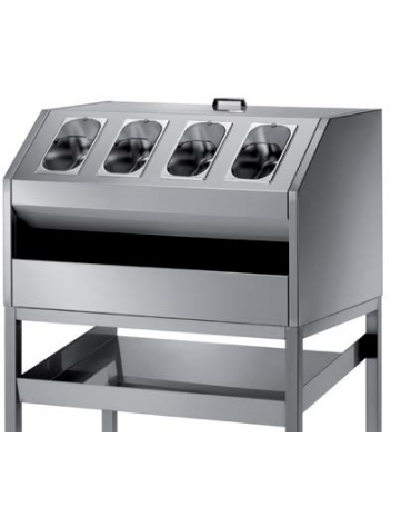 Tramoggia self service porta pane con portaposate e portavassoi - da appoggio su piedini - cm 100x70x60h