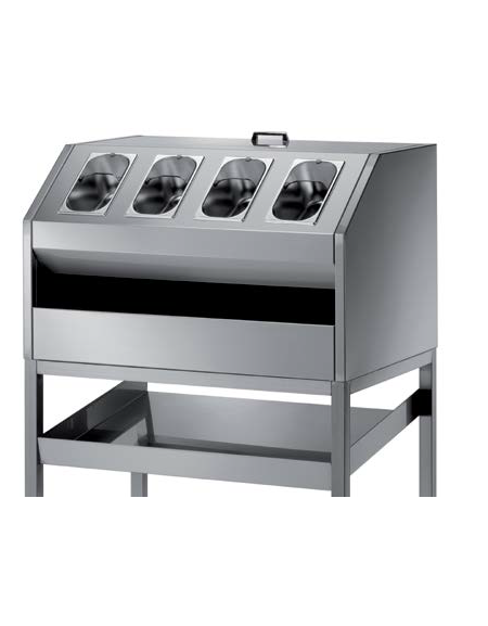 Tramoggia self service porta pane con portaposate e portavassoi - da appoggio su piedini - cm 100x70x60h
