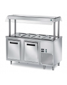 ELEMENTO INOX AISI 304 REFRIGERATO ISOLA CENTRALE PER INSALATE E ANTIPASTI - CAPACITA 4 GN 1/1 - CM 150X70X150H
