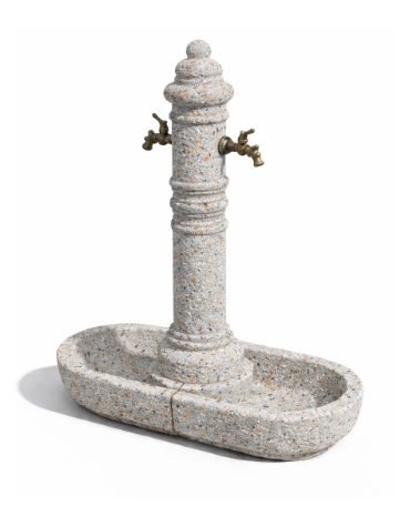 FONTANA DOPPIA IN CALCESTRUZZO CEMENTO COLORE GRIGIO TRAVERTINO PER ESTERNO - cm 70x45x121h