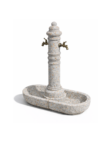 FONTANA DOPPIA IN CALCESTRUZZO CEMENTO COLORE GRIGIO TRAVERTINO PER ESTERNO - cm 70x45x121h