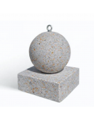 DISSUASORE VERTICALE BASSO SFERICO IN CEMENTO CON BASE - COLORE GRIGIO TRAVERTINO - CM 40x40x50h