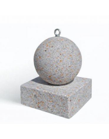 DISSUASORE VERTICALE BASSO SFERICO IN CEMENTO CON BASE - COLORE GRIGIO TRAVERTINO - CM 40x40x50h