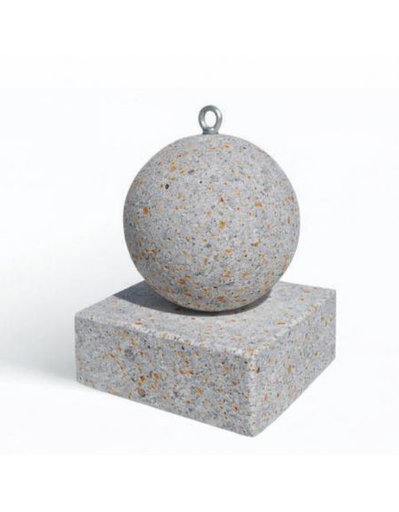 DISSUASORE VERTICALE BASSO SFERICO IN CEMENTO CON BASE - COLORE GRIGIO TRAVERTINO - CM 40x40x50h