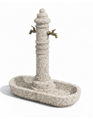 FONTANA DOPPIA IN CALCESTRUZZO CEMENTO COLORE GRIGIO SABBIATO PER ESTERNO - cm 70x45x121h - Conforme ai CAM