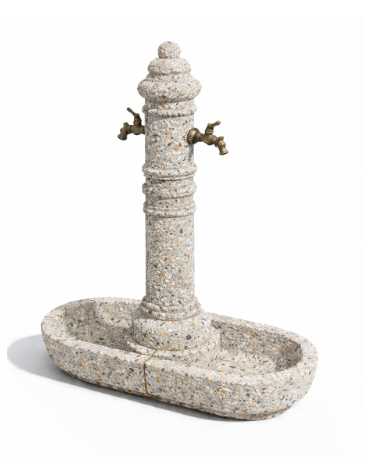 FONTANA DOPPIA IN CALCESTRUZZO CEMENTO COLORE GRIGIO SABBIATO PER ESTERNO - cm 105x45x121h - Conforme ai CAM