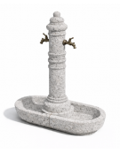 FONTANA DOPPIA IN CALCESTRUZZO CEMENTO COLORE BIANCO SABBIATO PER ESTERNO - cm 70x45x121h - Conforme ai CAM