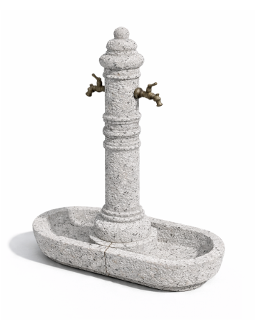 FONTANA DOPPIA IN CALCESTRUZZO CEMENTO COLORE BIANCO SABBIATO PER ESTERNO - cm 70x45x121h