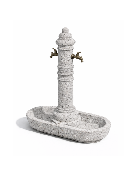 FONTANA DOPPIA IN CALCESTRUZZO CEMENTO COLORE BIANCO SABBIATO PER ESTERNO - cm 70x45x121h