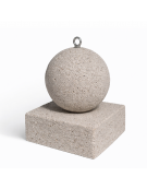 DISSUASORE VERTICALE BASSO SFERICO IN CEMENTO CON BASE - COLORE BIANCO SABBIATO - CM 40x40x50h