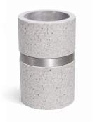 Cestone portarifiuti gettacarte in cemento colore Grigio pietra - con anello reggisacco - cm Ø50x70h - Conforme ai CAM