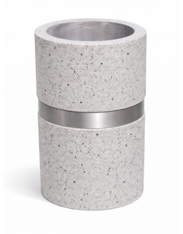 Cestone portarifiuti gettacarte in cemento colore Grigio pietra - con anello reggisacco - cm Ø50x70h - Conforme ai CAM