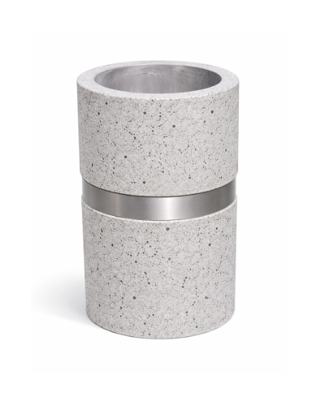 Cestone portarifiuti gettacarte in cemento colore Grigio pietra - con anello reggisacco - cm Ø50x70h - Conforme ai CAM