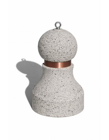 Dissuasore traffico stradale in cemento - Colore grigio pietra - con fascia in alluminio - cm Ø50x75h