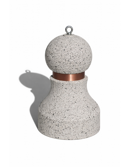 Dissuasore traffico stradale in cemento - Colore grigio pietra - con fascia in alluminio - cm Ø50x75h