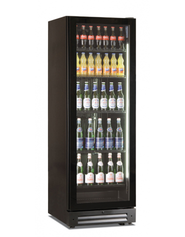 Frigo vetrina bibite statica con agitatore e porta vetro - colore nero  - temp. 0°/+10°C - Classe D - cm 60x64,9x180,1h