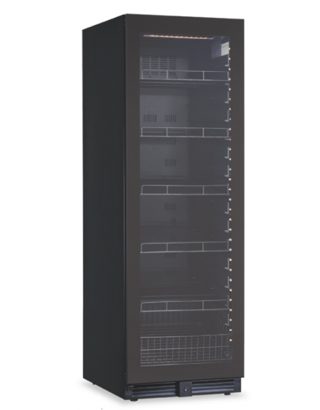 Frigo vetrina bibite ventilata - porta a vetro senza cornice - colore nero - temperatura 0°/+10°C - Classe G - cm 59,5x70x180,4h