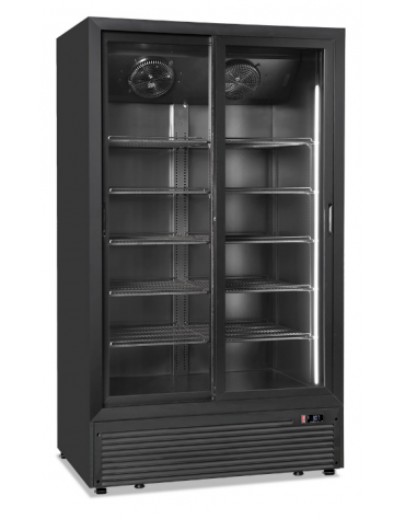 Frigo bibite doppia porta scorrevole ventilato - colore nero - temperatura +0°/+10°C - Classe D - cm 113x75x197,6h