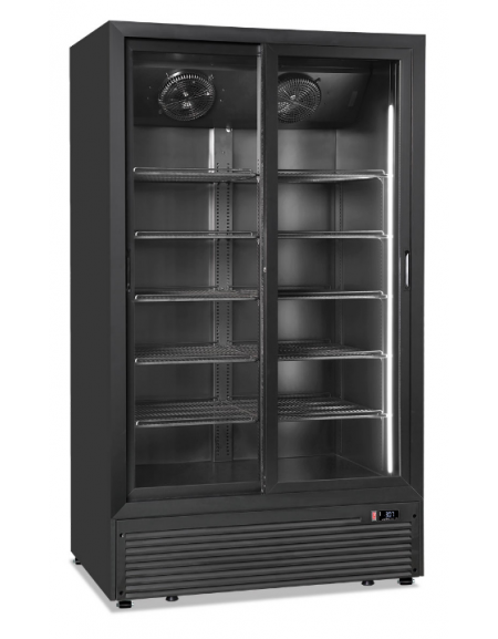 Frigo bibite doppia porta scorrevole ventilato - colore nero - temperatura +0°/+10°C - Classe D - cm 113x75x197,6h