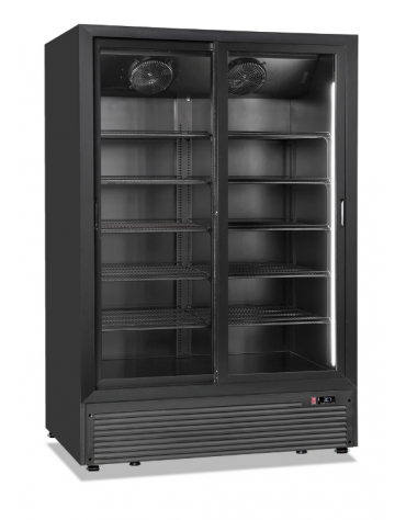 Frigo bibite doppia porta scorrevole ventilato - colore nero - temperatura +0°/+10°C - Classe C - cm 133x75x197,6h