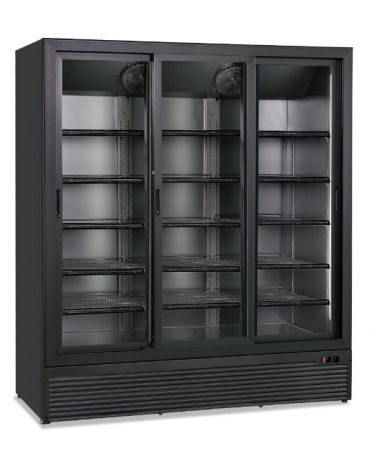 Frigo bibite tre porte scorrevole ventilato - colore nero - temperatura +0°/+10°C - Classe D - cm 171x72,45x197,6h