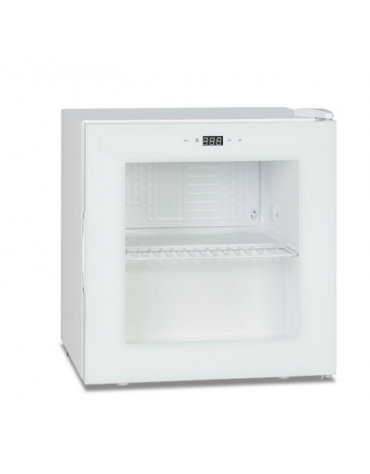 Frigo bibite sopra banco 1 porta vetro senza cornice - colore bianco - statico con agitatore +2°/+10°C - cm 47,5x43,5x52h