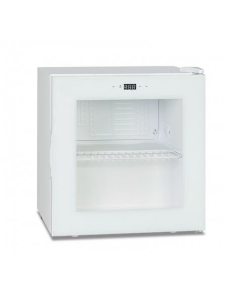 Frigo bibite sopra banco 1 porta vetro senza cornice - colore bianco - statico con agitatore +2°/+10°C - cm 47,5x43,5x52h