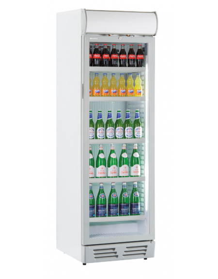 Frigo vetrina bibite con opalina pubblicitaria - colore bianco - statica con agitatore 0°/+10°C - Classe E - cm 60x65,5x195h