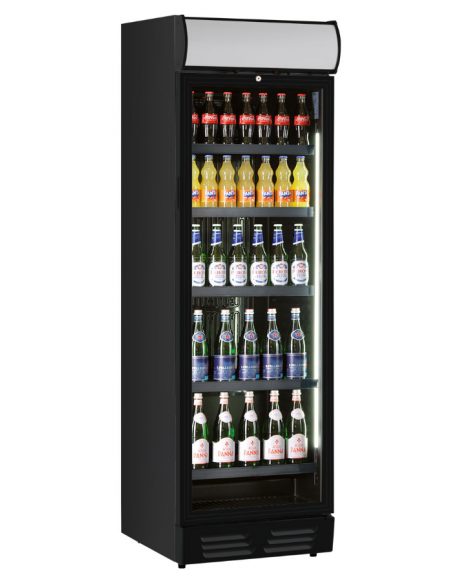Frigo vetrina bibite con opalina pubblicitaria - colore nero - statica con agitatore 0°/+10°C - Classe E - cm 60x65,5x195h