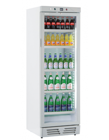 Frigo vetrina bibite statica con agitatore 0°/+10°C - colore bianco - capacità Lt. 390  - Classe E - cm 59,5x65,5x183h