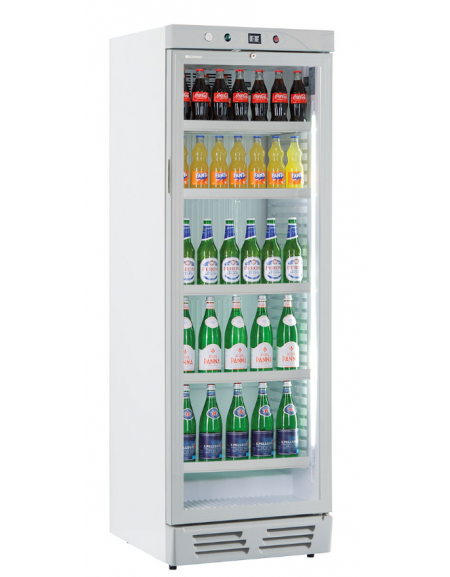 Frigo vetrina bibite statica con agitatore 0°/+10°C - colore bianco - capacità Lt. 390  - Classe E - cm 59,5x65,5x183h