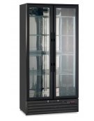 Vetrina frigo per vini doppia porta ventilata, 0°C/+10°C - interno in AISI 304 specchiato - 200 bottiglie - cm 90x53x182h