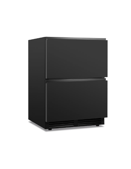 Frigo basso per vini ventilato con 2 cassetti in acciaio laminato nero - 45 bottiglie - temp. 0 °C / +15 °C - cm 59,5x58,4x82h