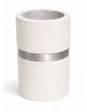 Cestone portarifiuti gettacarte in cemento colore Bianco pietra - con anello reggisacco - cm Ø50x70h - Conforme ai CAM