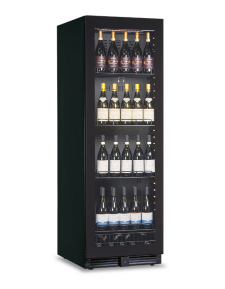 Frigo vetrina vini o bevande ventilato con porta in vetro nero senza cornice - temperatura 0°/+10°C - cm  59,5x70x180,4h