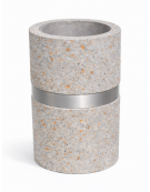 Cestone portarifiuti gettacarte in cemento colore Grigio travertino - con anello reggisacco - cm Ø50x70h - Conforme ai CAM