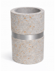 Cestone portarifiuti gettacarte in cemento colore Grigio travertino - con anello reggisacco - cm Ø50x70h - Conforme ai CAM