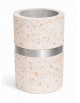 Cestone portarifiuti gettacarte in cemento colore Bianco travertino - con anello reggisacco - cm Ø50x70h - Conforme ai CAM
