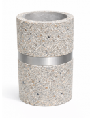 Cestone portarifiuti gettacarte in cemento colore Grigio sabbiato - con anello reggisacco - cm Ø50x70h - Conforme ai CAM