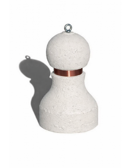 Dissuasore traffico stradale in cemento - Colore bianco pietra - con fascia in alluminio - cm Ø50x75h