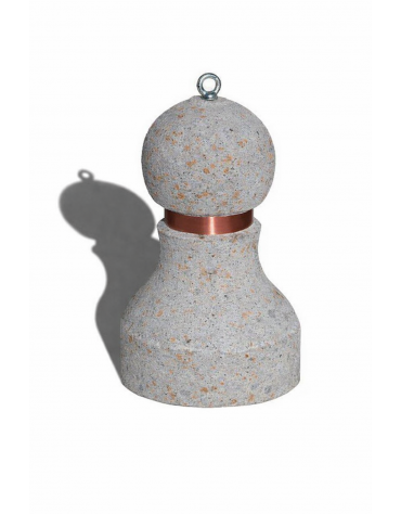 Dissuasore traffico stradale in cemento - Colore grigio travertino - con fascia in alluminio - cm Ø50x75h