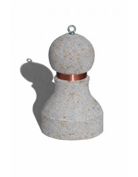 Dissuasore traffico stradale in cemento - Colore grigio travertino - con fascia in alluminio - cm Ø50x75h