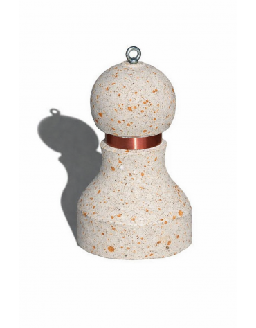 Dissuasore traffico stradale in cemento - Colore bianco travertino - con fascia in alluminio - cm Ø50x75h - Conforme ai CAM