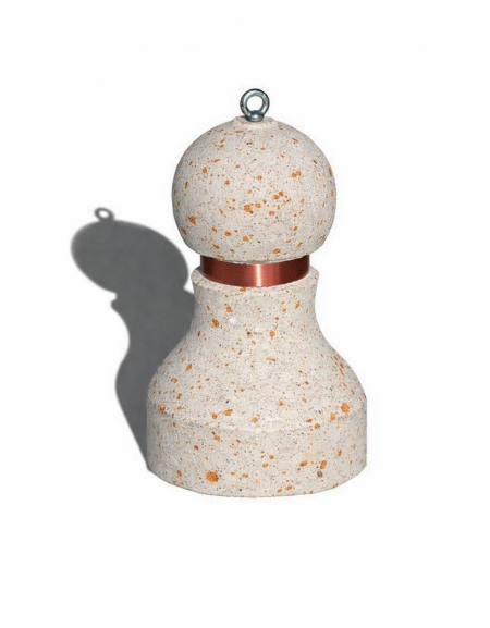 Dissuasore traffico stradale in cemento - Colore bianco travertino - con fascia in alluminio - cm Ø50x75h - Conforme ai CAM